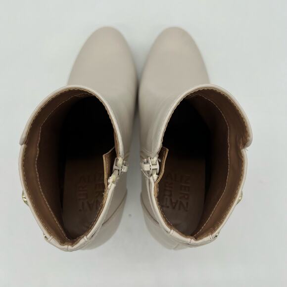 Naturalizer Berri Ankle Boot Womens Size 5 Cream Leather Gold Details Bootie - Picture 7 of 10